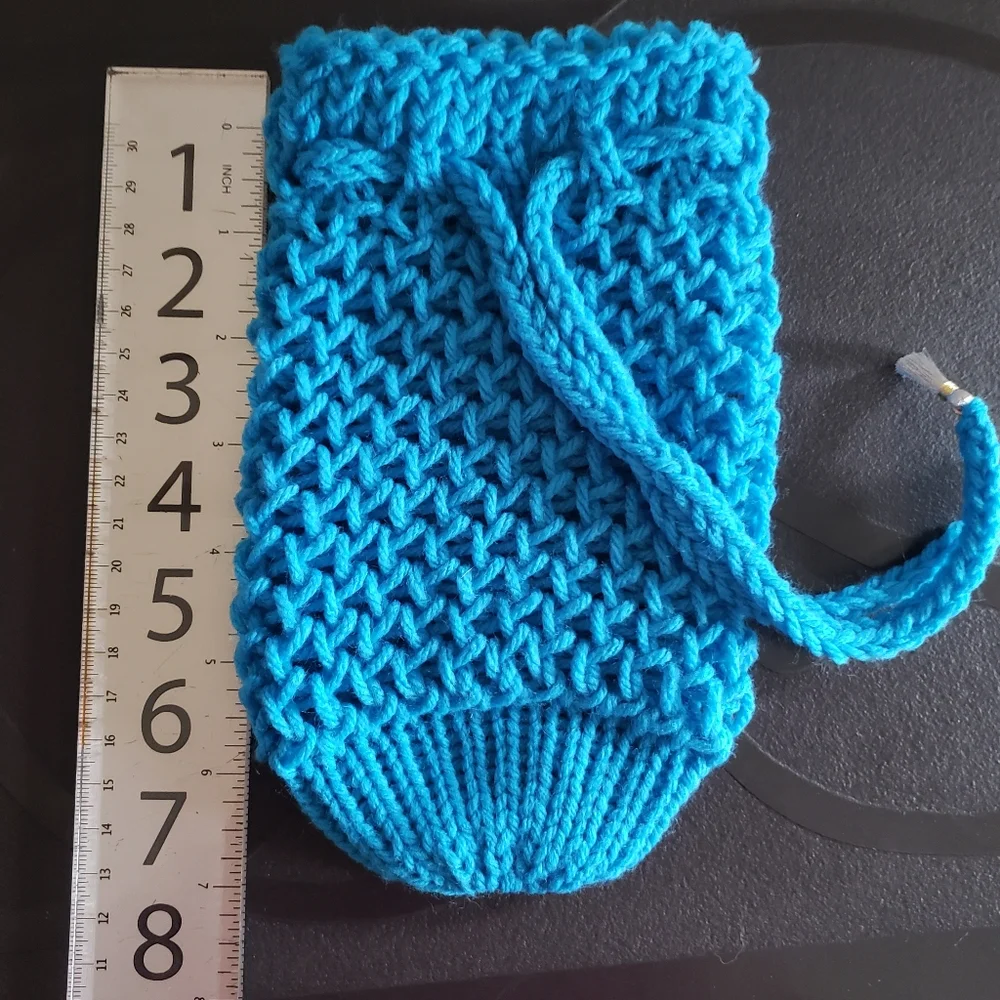 SALE Blue Knit Wine Bottle Holder, Sweater.Handmade